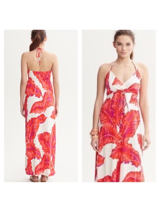 Banana Republic Dresses & Skirts - Banana Republic Milly Collection Halter Floral Red-white Silk and Viscose Dress.